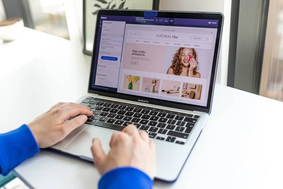 Managing an online storefront on a laptop