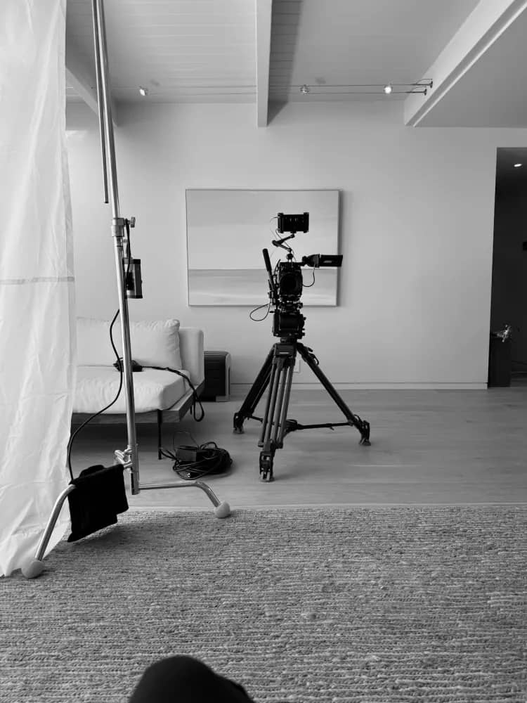 Camera and lighting in a photography studio