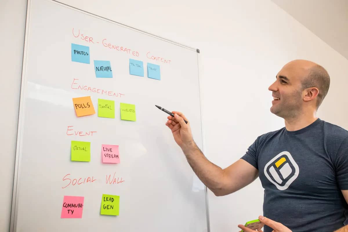 Planning a workflow on a whiteboard