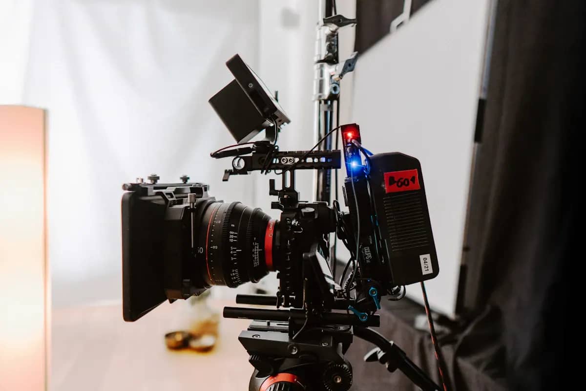 Professional video camera on a production set