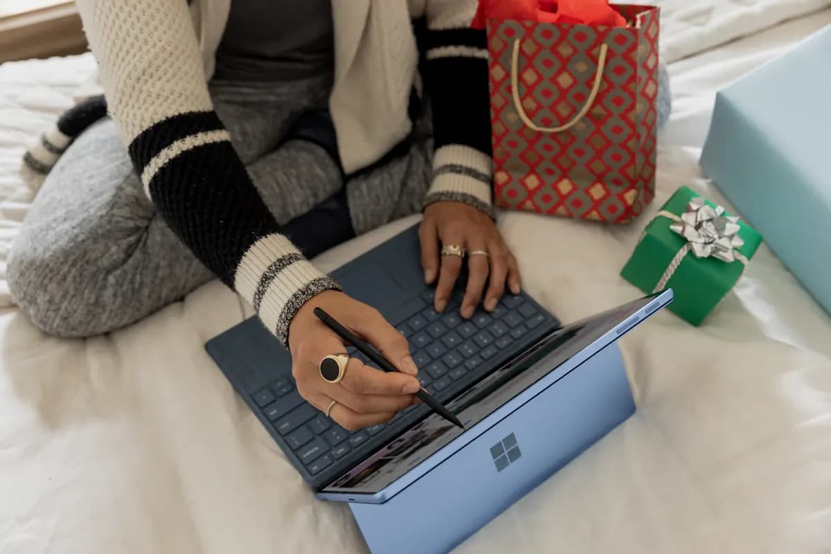 Browsing an online shop on a laptop