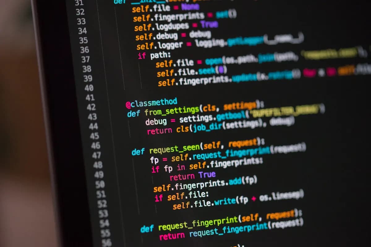 Source code on a computer display